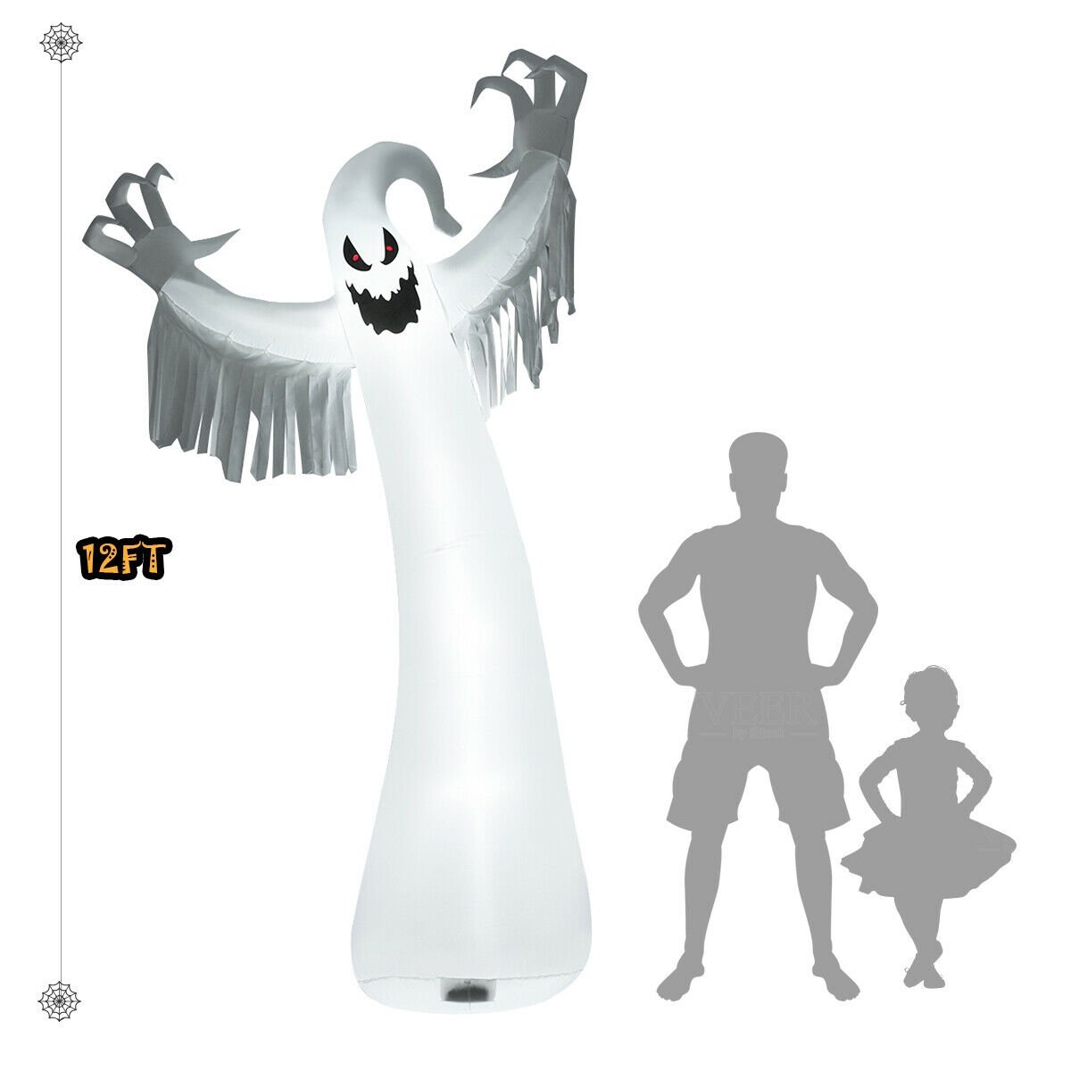 12 Feet Halloween Inflatable Spooky Ghost with Blower and LED Lights, White Halloween   at Gallery Canada