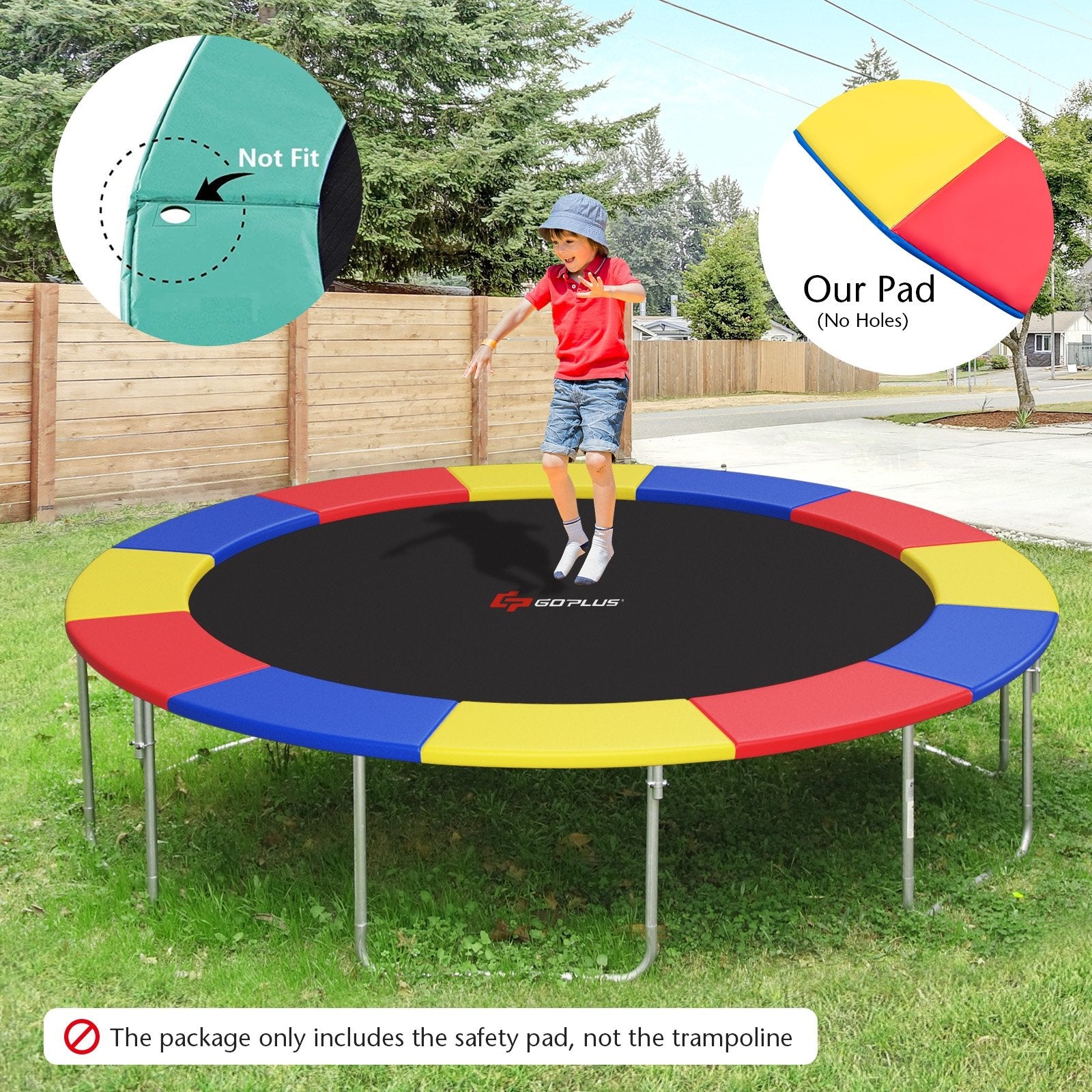 12 Feet Waterproof and Tear-Resistant Universal Trampoline Safety Pad Spring Cover, Multicolor Trampoline Accessories   at Gallery Canada