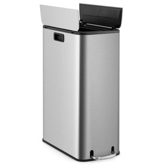 12 Gal Stainless Steel Trash Can with Soft-Closing Wing Lids, Silver Kitchen Utensils   at Gallery Canada