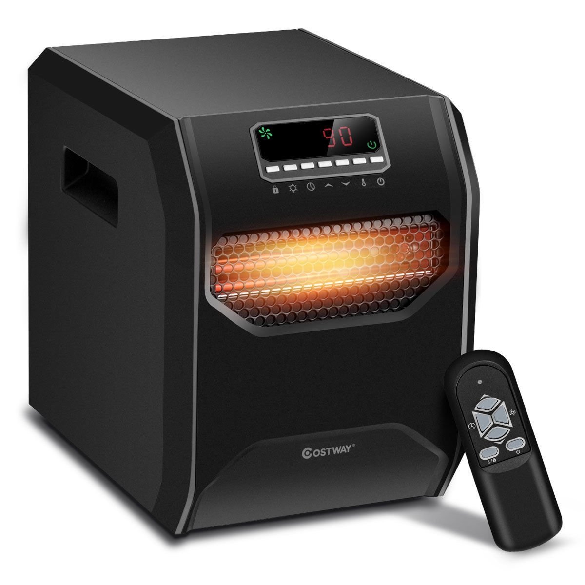 12 H Timer LED Remote Control Portable Electric Space Heater, Black Space Heaters   at Gallery Canada