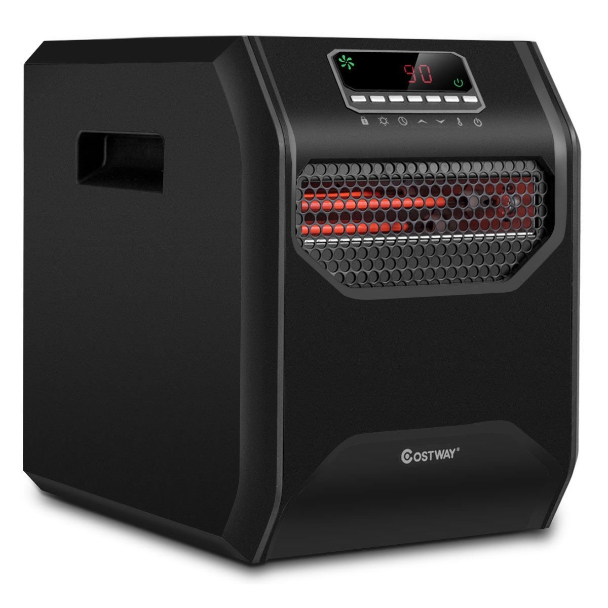 12 H Timer LED Remote Control Portable Electric Space Heater, Black Space Heaters   at Gallery Canada