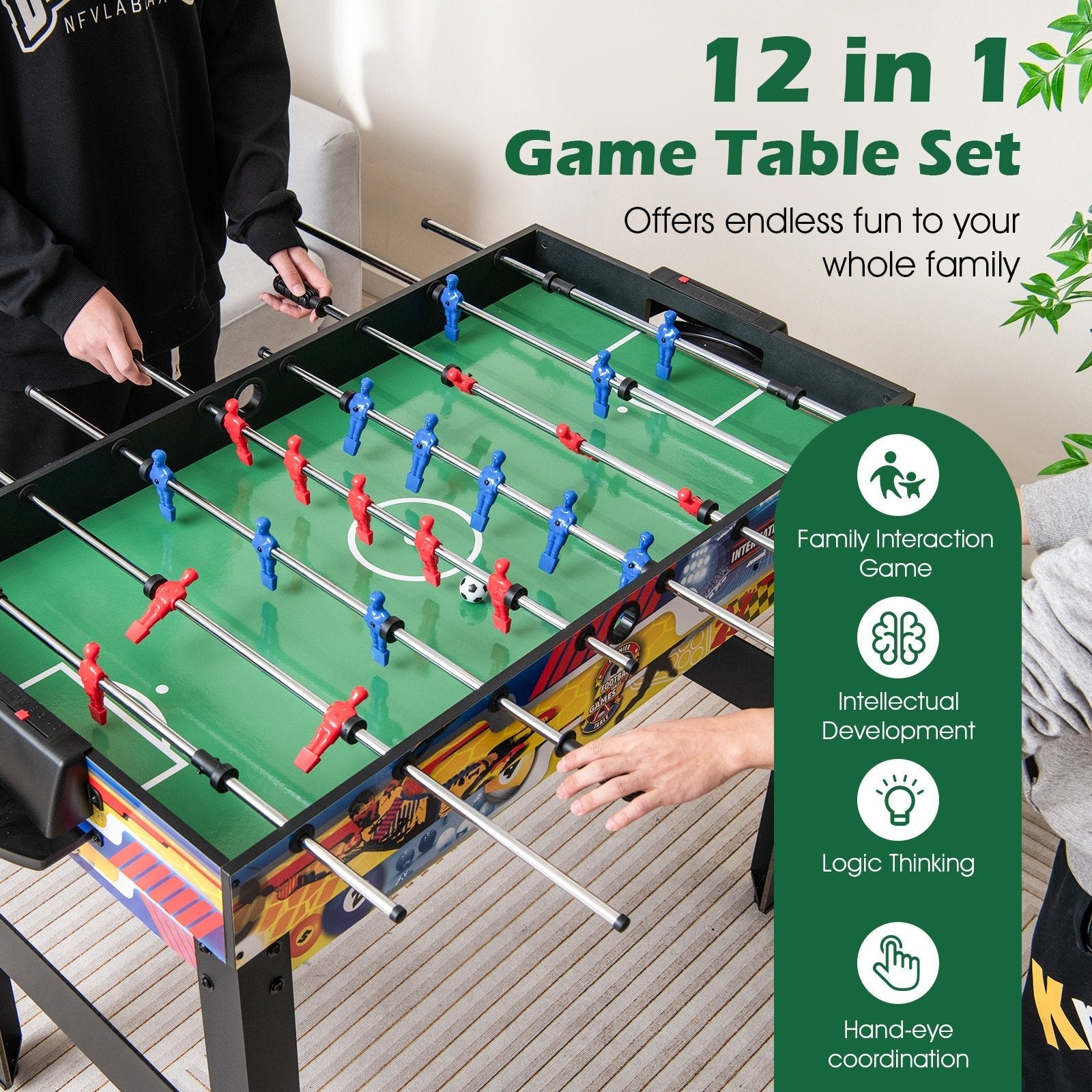 12-in-1 Combo Game Table Set with Foosball Air Hockey Pool Chess and Ping Pong, Multicolor Game Room   at Gallery Canada