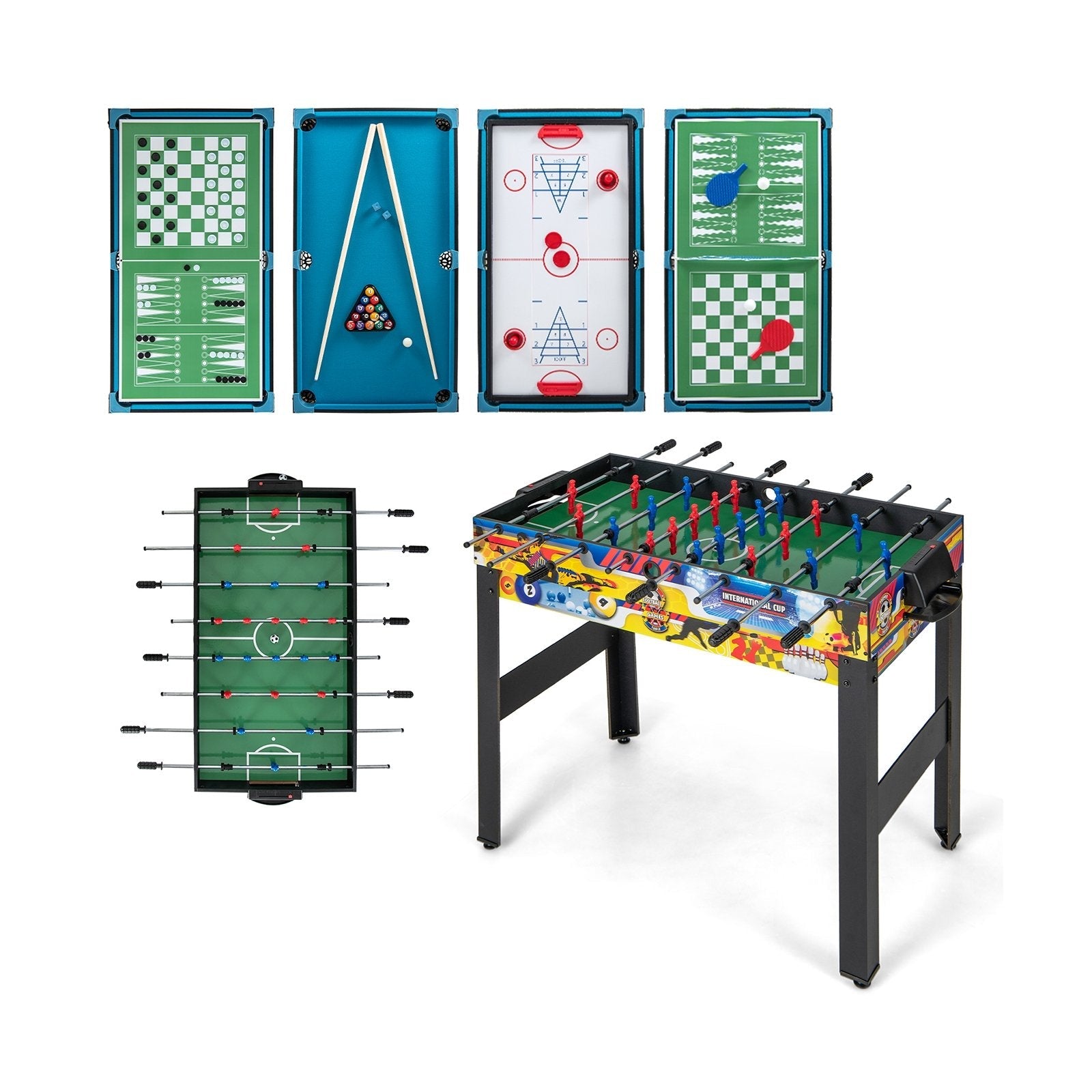 12-in-1 Combo Game Table Set with Foosball Air Hockey Pool Chess and Ping Pong, Multicolor Game Room   at Gallery Canada