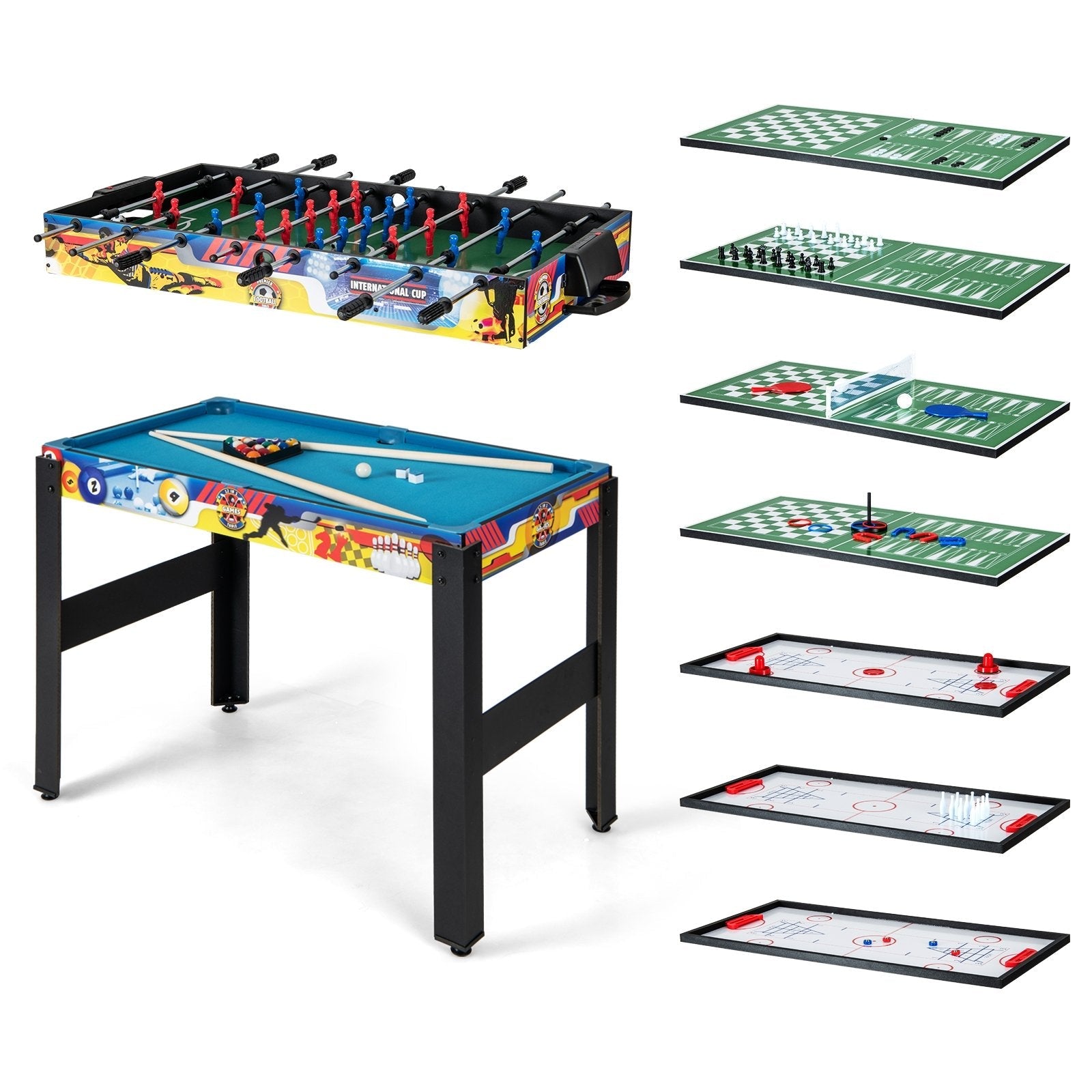 12-in-1 Combo Game Table Set with Foosball Air Hockey Pool Chess and Ping Pong, Multicolor Game Room   at Gallery Canada