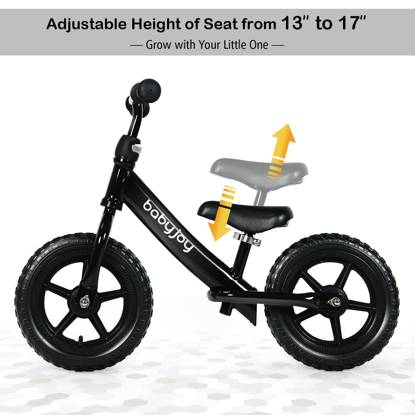 12 Inch Kids Balance No-Pedal Ride Pre Learn Bike with Adjustable Seat, Black Balance Bikes   at Gallery Canada