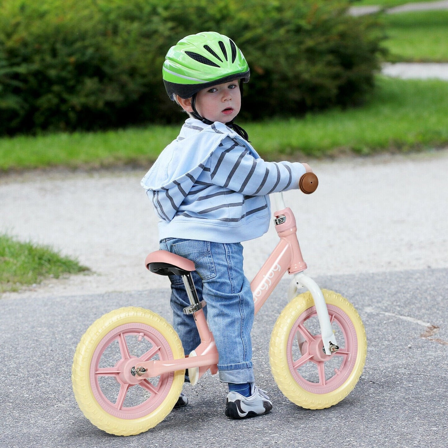 12 Inch Kids Balance No-Pedal Ride Pre Learn Bike with Adjustable Seat, Pink Balance Bikes   at Gallery Canada