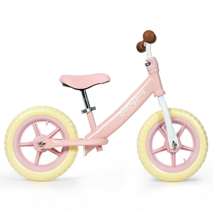 12 Inch Kids Balance No-Pedal Ride Pre Learn Bike with Adjustable Seat, Pink Balance Bikes   at Gallery Canada