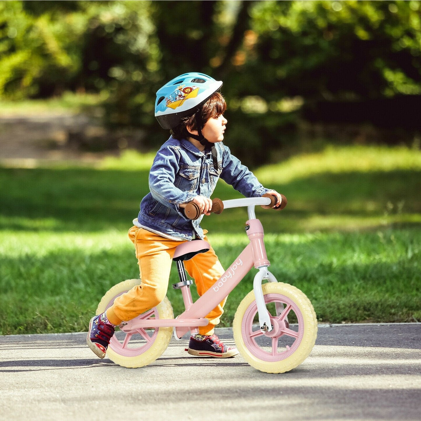 12 Inch Kids Balance No-Pedal Ride Pre Learn Bike with Adjustable Seat, Pink Balance Bikes   at Gallery Canada