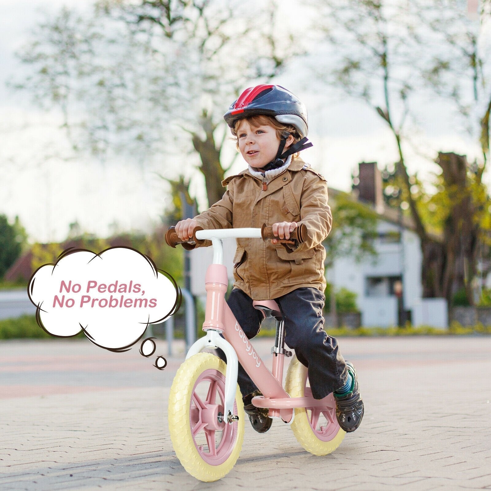 12 Inch Kids Balance No-Pedal Ride Pre Learn Bike with Adjustable Seat, Pink Balance Bikes   at Gallery Canada