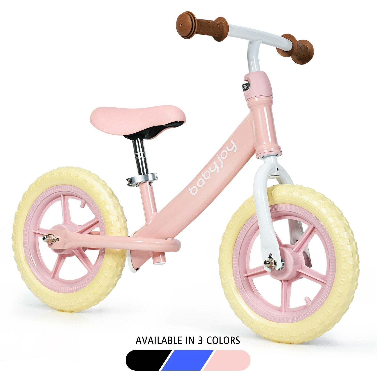 12 Inch Kids Balance No-Pedal Ride Pre Learn Bike with Adjustable Seat, Pink Balance Bikes   at Gallery Canada