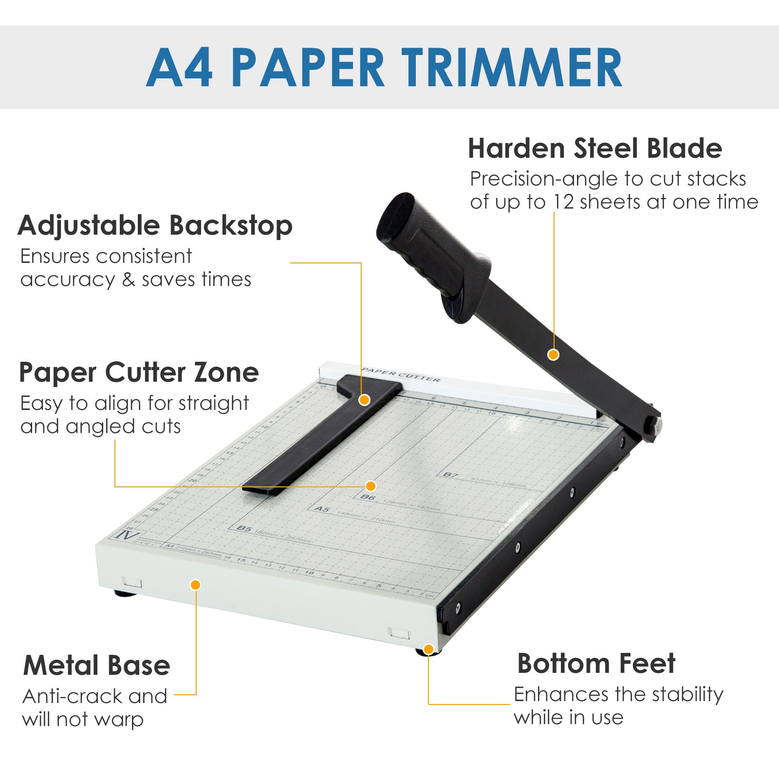 12-Inch Professional Paper Trimmer Metal Base Guillotine Cutter Plate 12 Sheet Capacity Portable Paper Cutter   at Gallery Canada