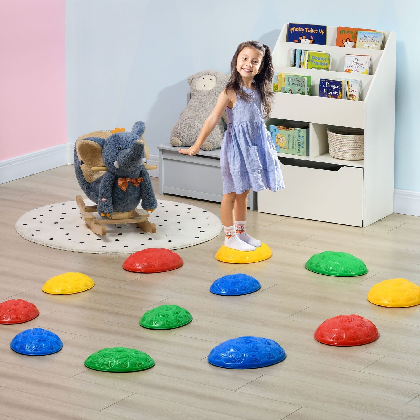 12 PCs Balance Stepping Stones for Kids with Anti-slip Mat, Turtle Shell Design, for Ages 3-8 Years, Stackable Gym Sets & Swings   at Gallery Canada