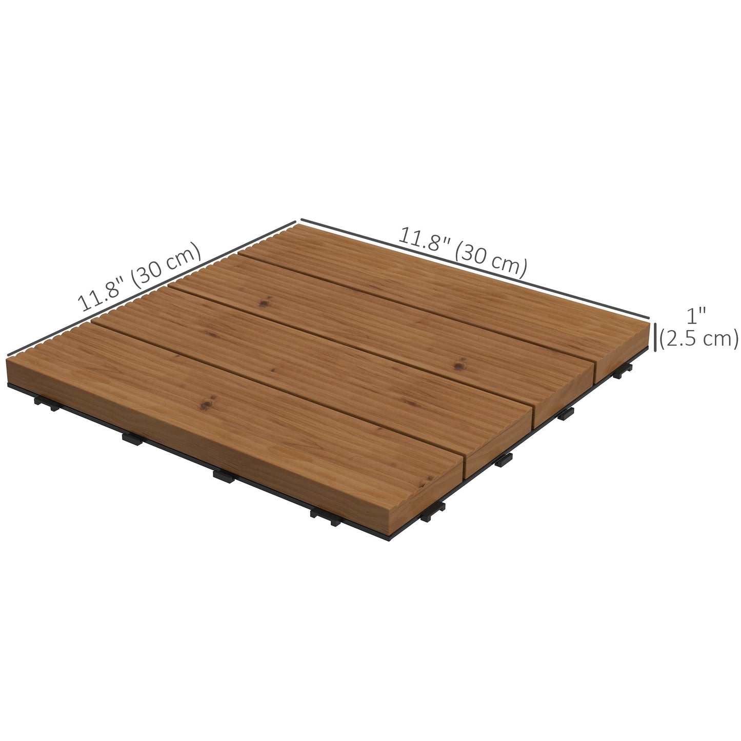 12 Pcs Garden Decking Tiles Wooden Outdoor Flooring Tiles for All Weather Use, Brown Deck Tiles   at Gallery Canada