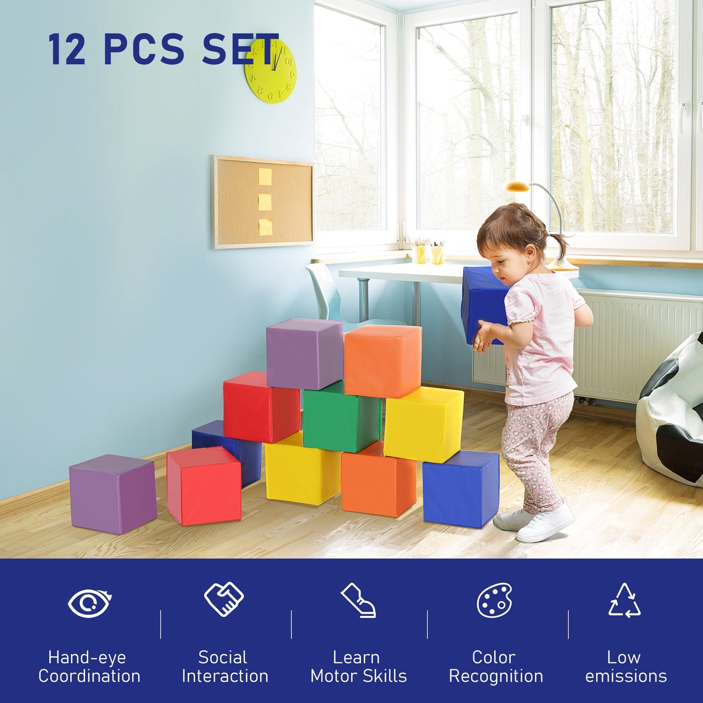 Soft Foam Climbing Blocks for Toddlers, Non-Toxic Play Structures, 12 Pieces, Multi Colour Baby Gym & Playmats   at Gallery Canada