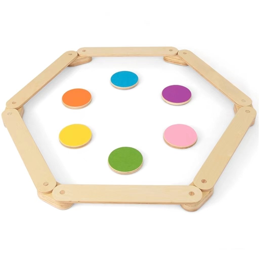 12-Piece Kids Wooden Balance Beam with Colorful Steeping Stones, Natural Toy Sports   at Gallery Canada