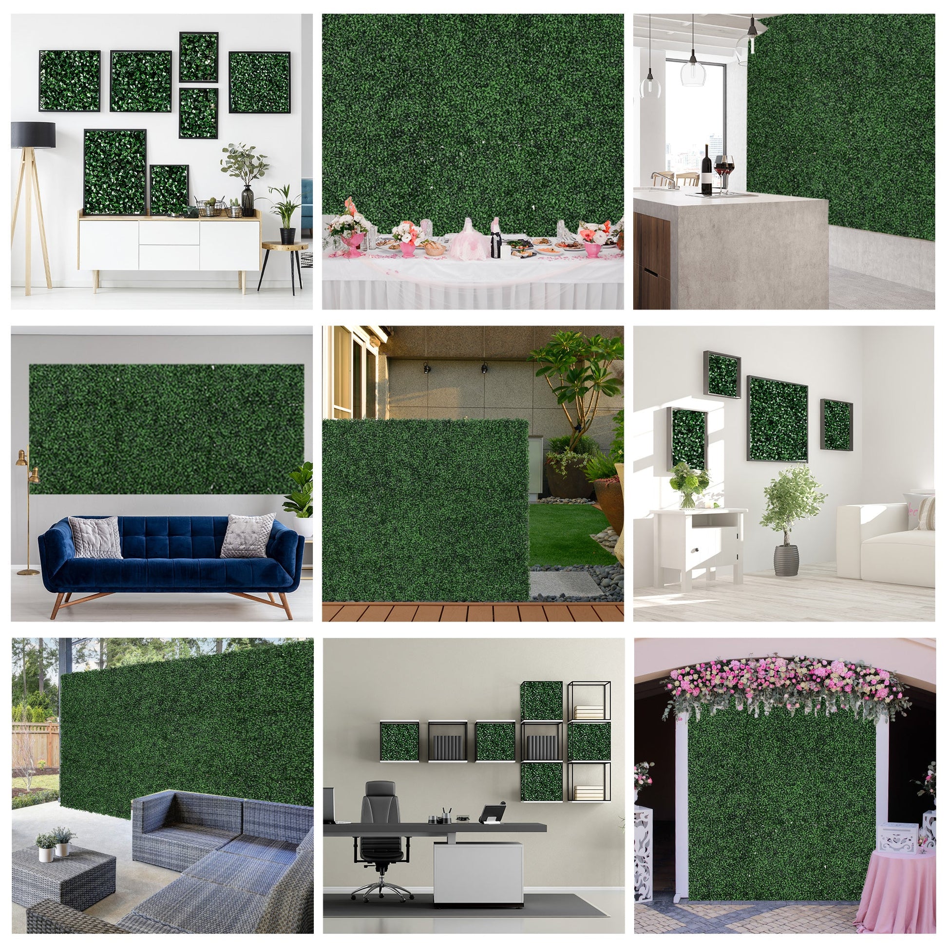 12-Piece Milan Artificial Grass, Fake Green Wall Grass with Water Drainage for Home, Garden, Light Green, 19.75" x 19.75" Artificial Wall Grass   at Gallery Canada