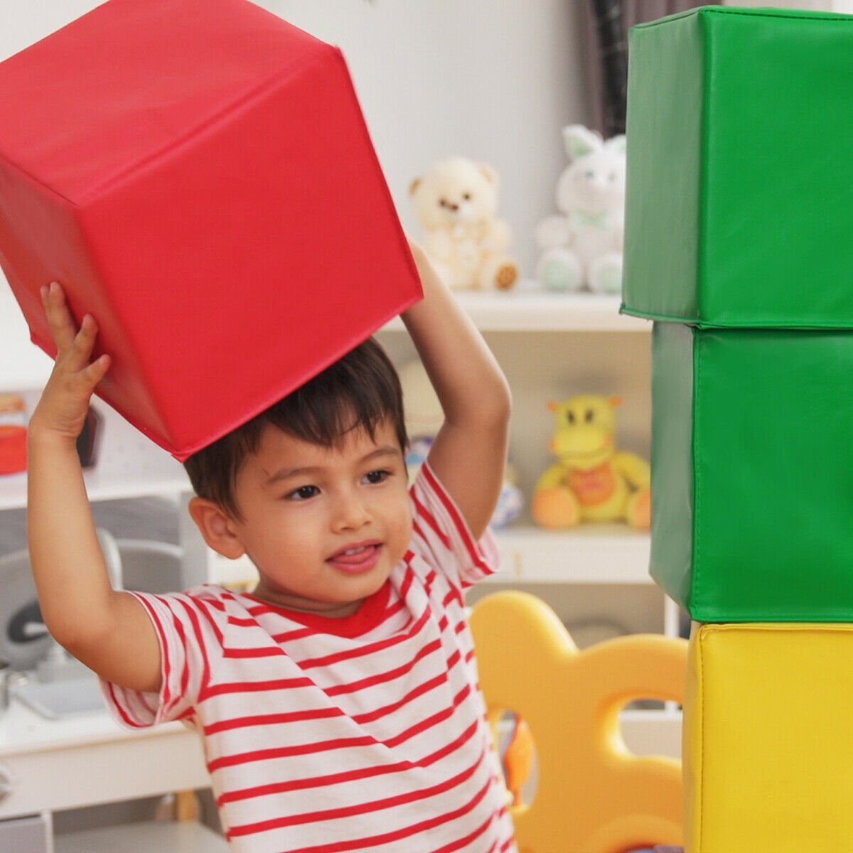 12 Pieces 5.5 Inch Soft Colorful Foam Building Blocks , Multicolor Learning Toys   at Gallery Canada