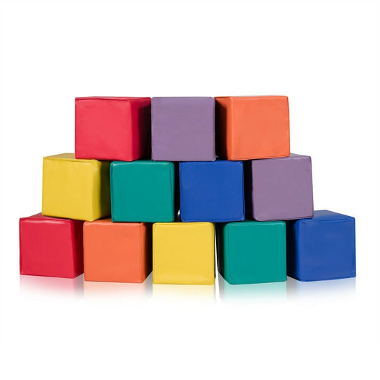 12 Pieces 5.5 Inch Soft Colorful Foam Building Blocks , Multicolor Learning Toys   at Gallery Canada