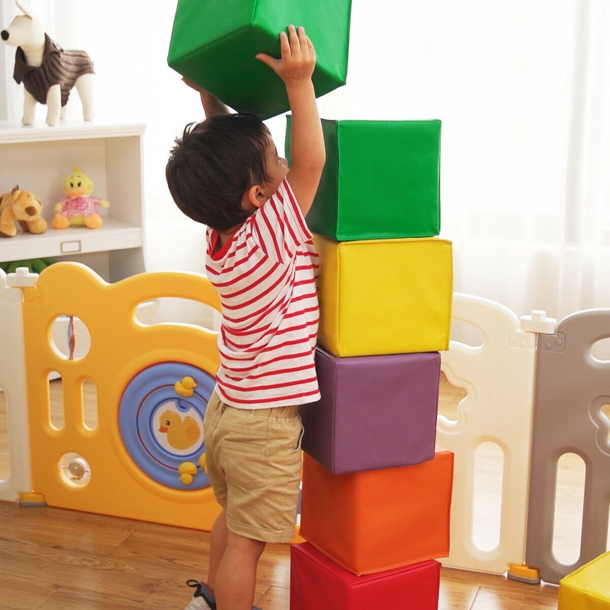 12 Pieces 5.5 Inch Soft Colorful Foam Building Blocks , Multicolor Learning Toys   at Gallery Canada