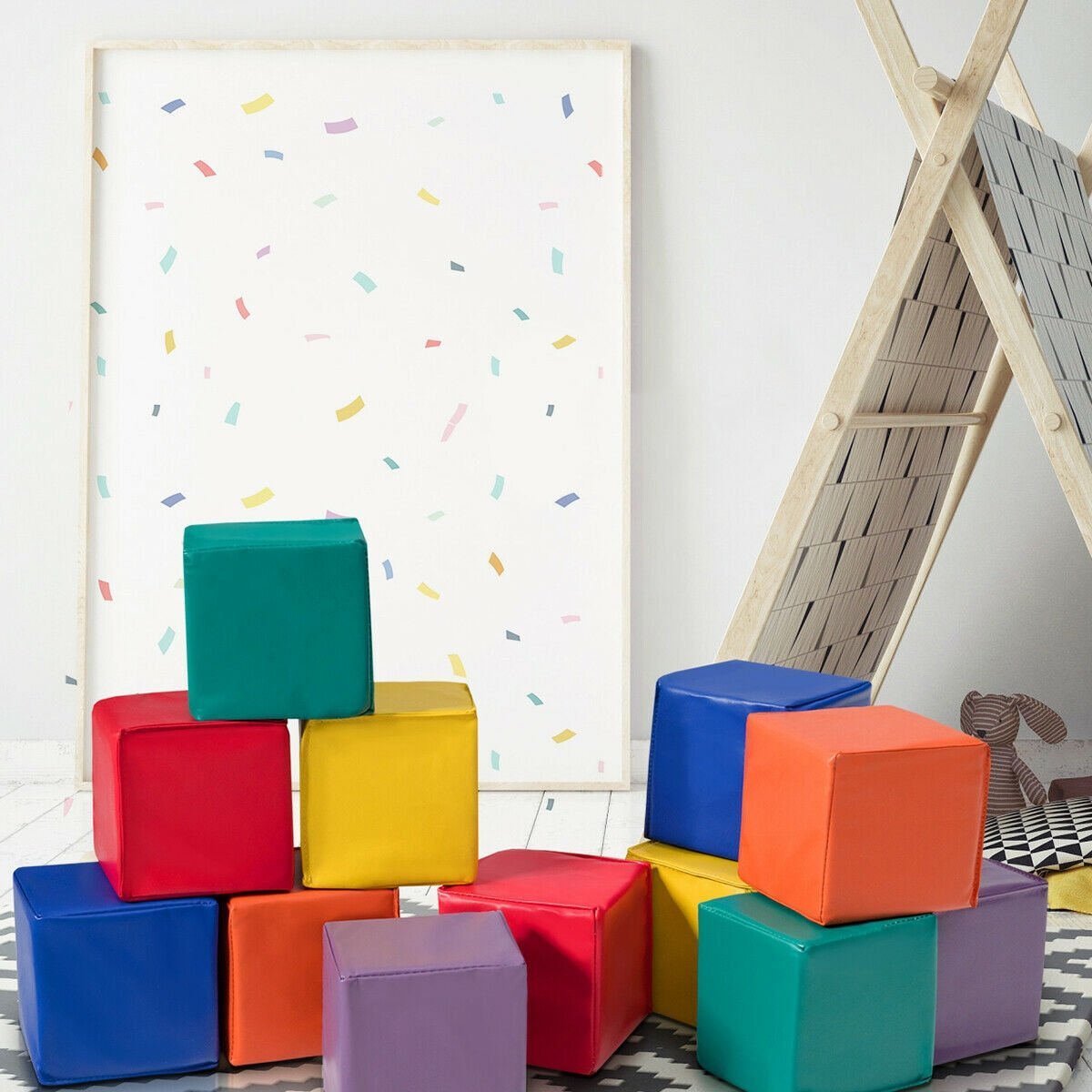 12 Pieces 5.5 Inch Soft Colorful Foam Building Blocks , Multicolor Learning Toys   at Gallery Canada