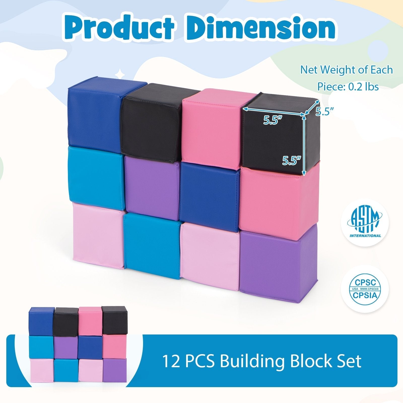 12 Pieces Soft Foam Building Blocks Climbing Foam Cubes Set for Kids, Multicolor Climbers & Slides   at Gallery Canada