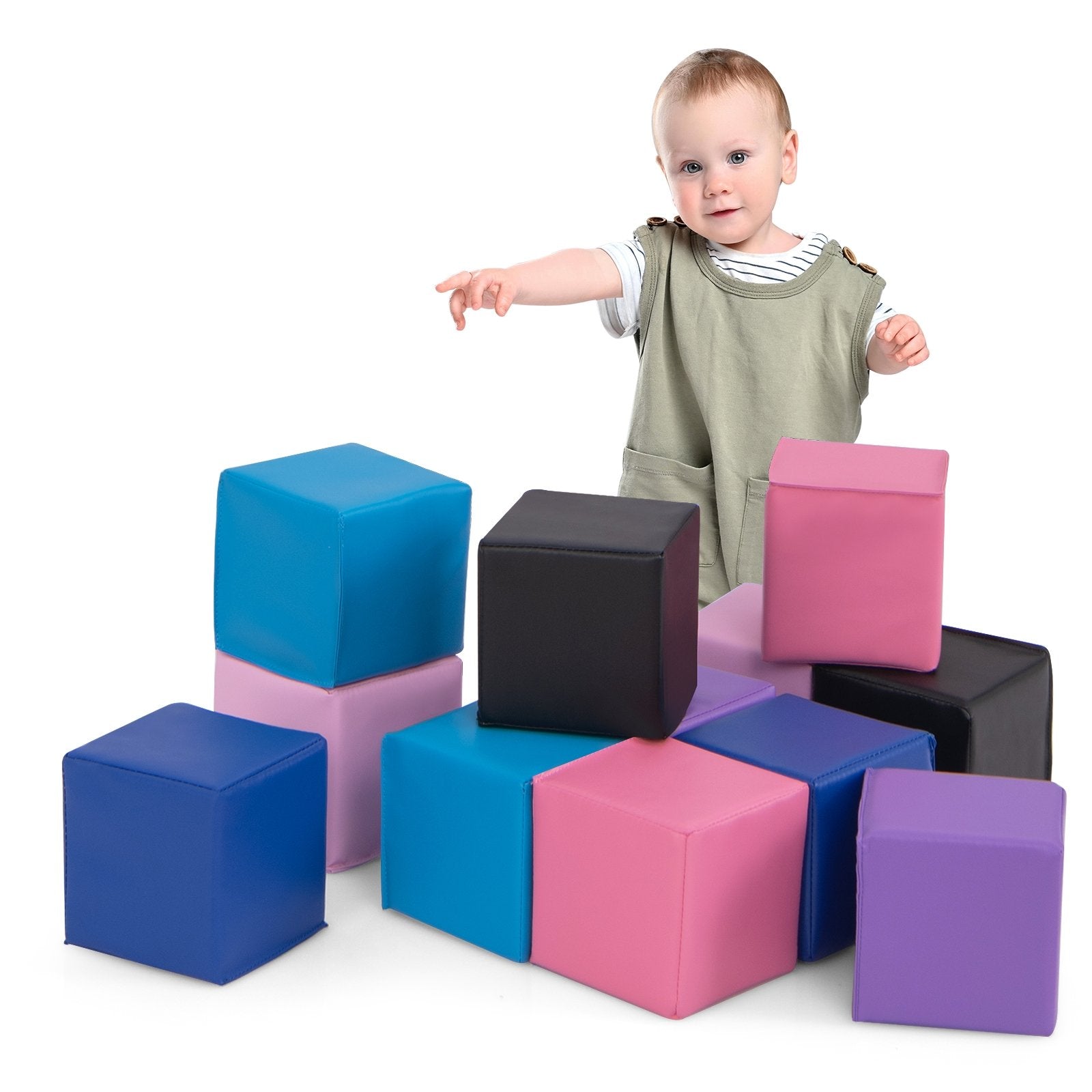 12 Pieces Soft Foam Building Blocks Climbing Foam Cubes Set for Kids, Multicolor Climbers & Slides   at Gallery Canada