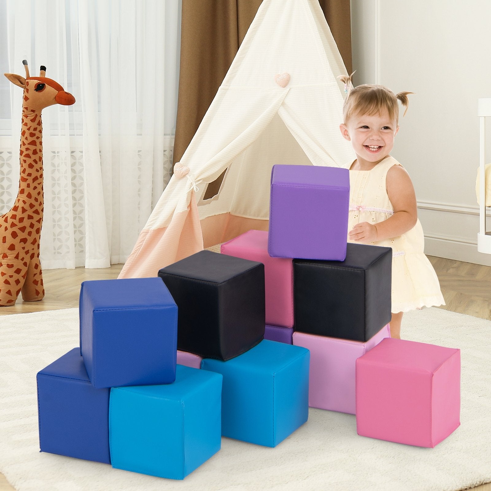 12 Pieces Soft Foam Building Blocks Climbing Foam Cubes Set for Kids, Multicolor Climbers & Slides   at Gallery Canada