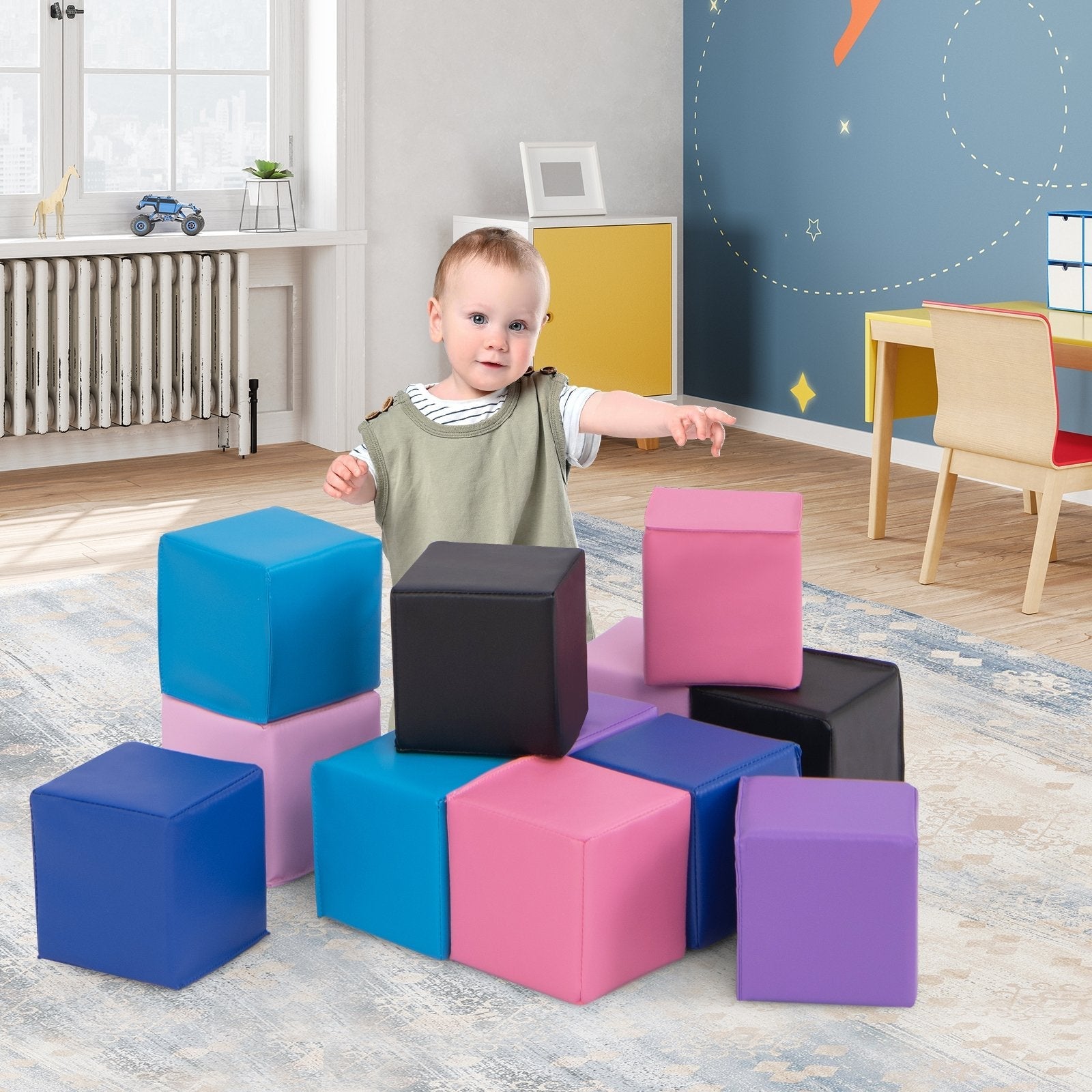 12 Pieces Soft Foam Building Blocks Climbing Foam Cubes Set for Kids, Multicolor Climbers & Slides   at Gallery Canada