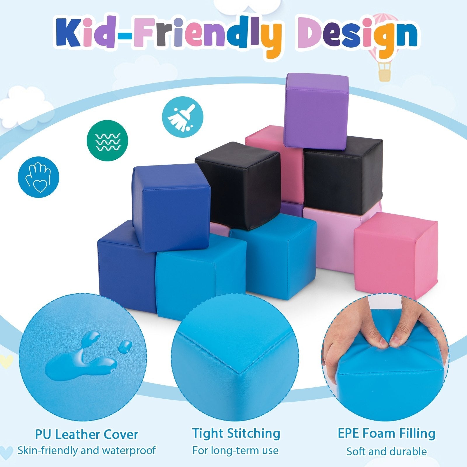 12 Pieces Soft Foam Building Blocks Climbing Foam Cubes Set for Kids, Multicolor Climbers & Slides   at Gallery Canada