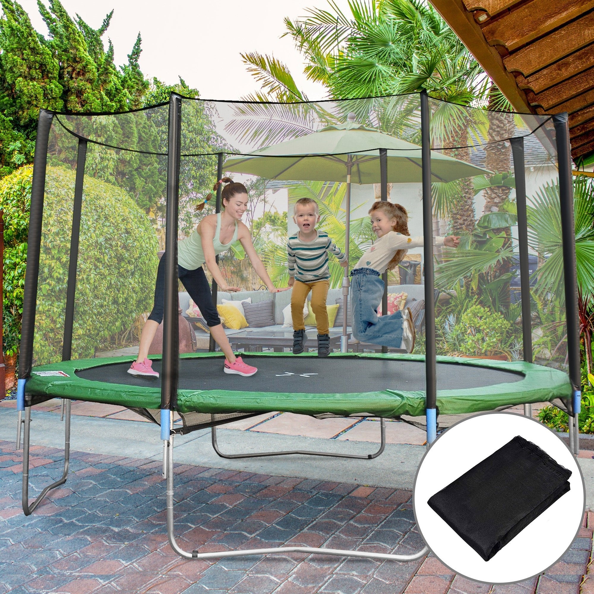 12' Round Trampoline Enclosure Trampolining Bounce Safety Net Fence Replacement Trampolines   at Gallery Canada