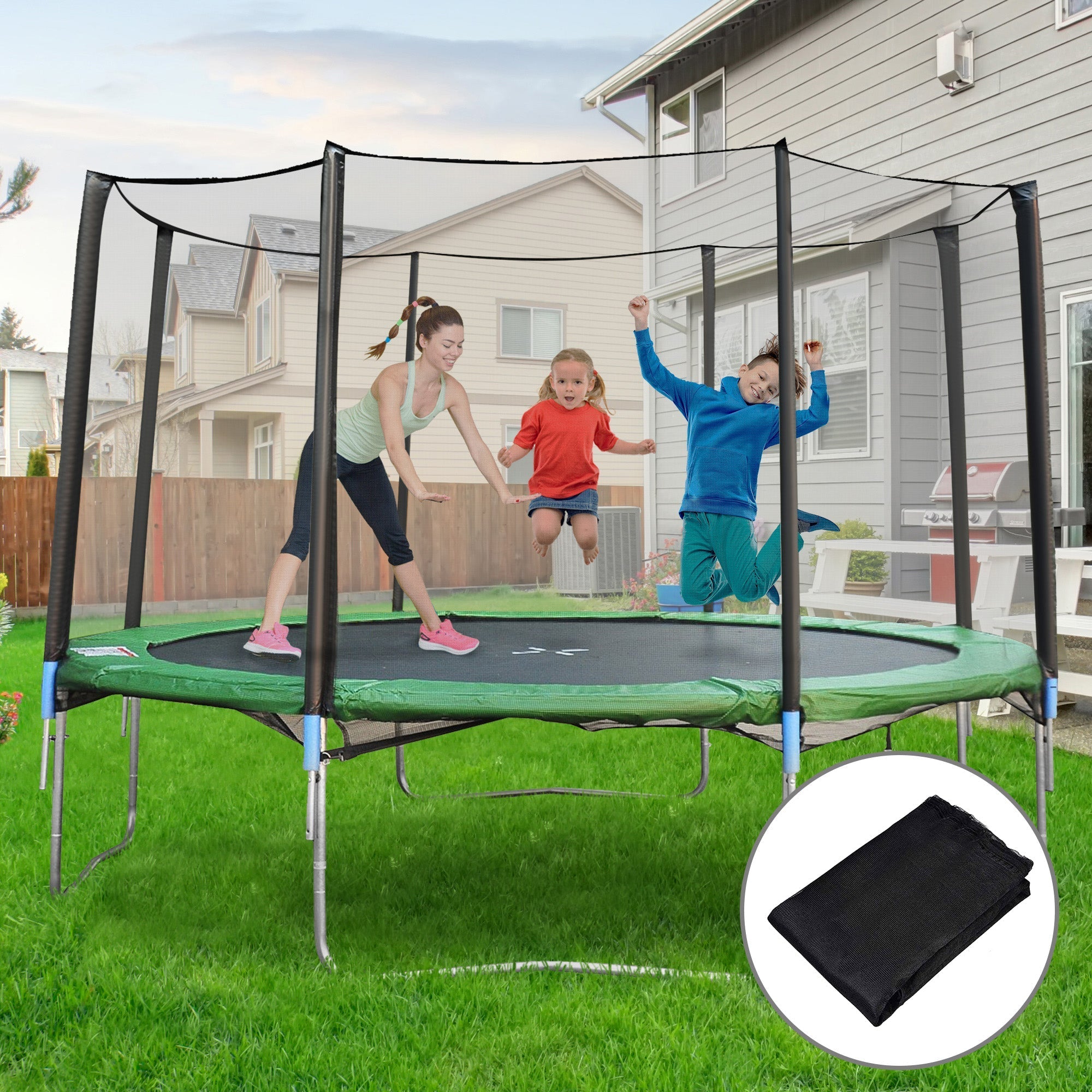 12' Round Trampoline Enclosure Trampolining Bounce Safety Net Fence Replacement Trampolines   at Gallery Canada