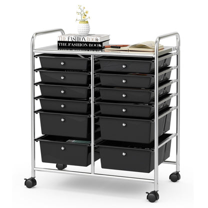 12 Storage Drawer Organizer Bins Rolling Cart, Black File Cabinets   at Gallery Canada