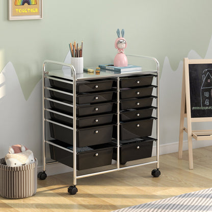 12 Storage Drawer Organizer Bins Rolling Cart, Black File Cabinets   at Gallery Canada