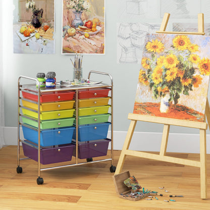 12 Storage Drawer Organizer Bins Rolling Cart, Sheer Rainbow File Cabinets   at Gallery Canada