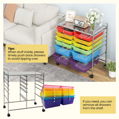 12 Storage Drawer Organizer Bins Rolling Cart, Sheer Rainbow File Cabinets   at Gallery Canada