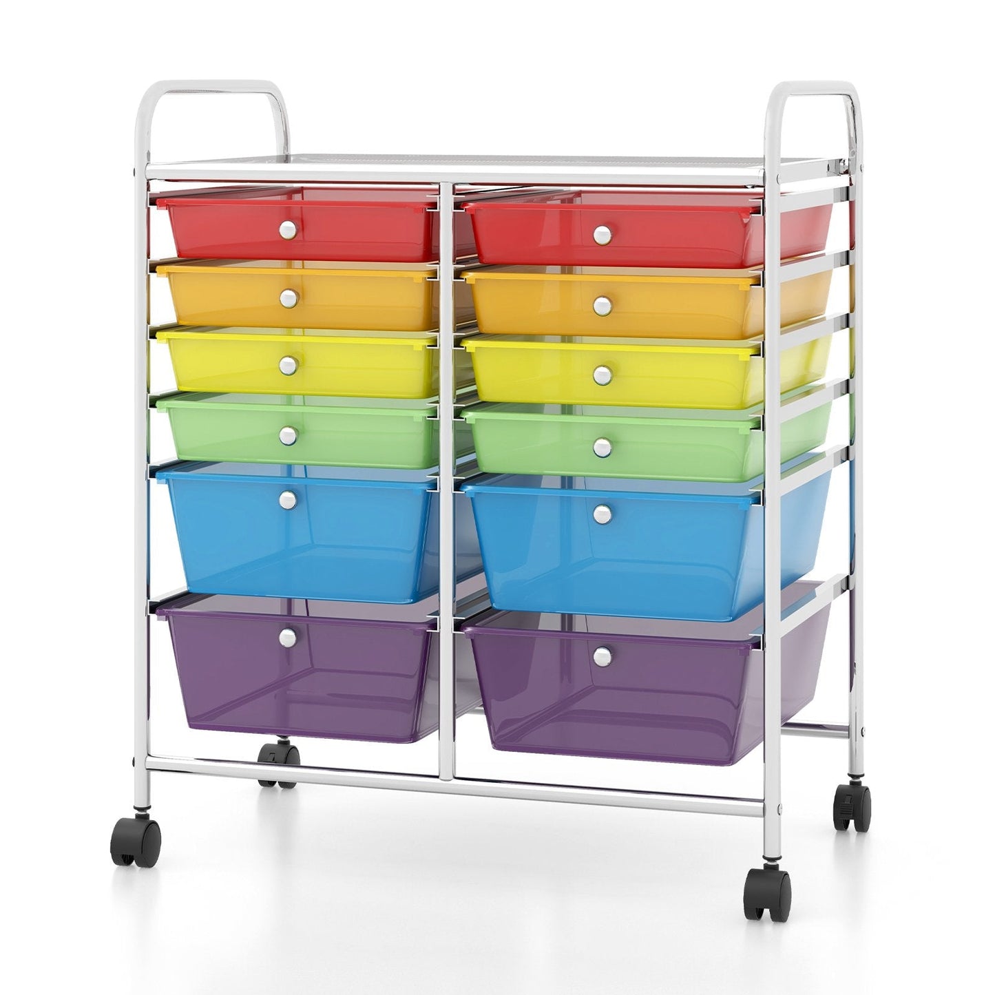 12 Storage Drawer Organizer Bins Rolling Cart, Sheer Rainbow File Cabinets   at Gallery Canada