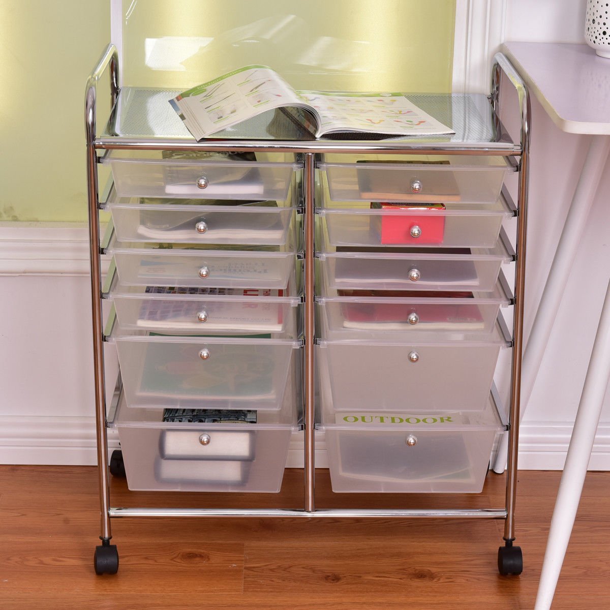 12 Storage Drawer Organizer Bins Rolling Cart, White File Cabinets   at Gallery Canada