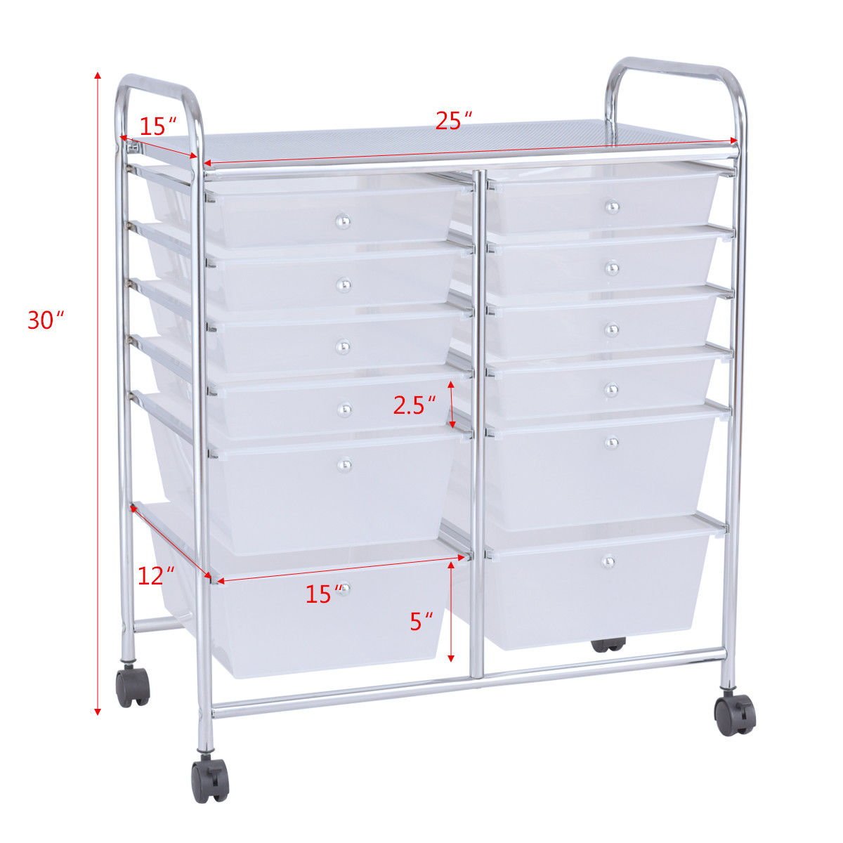 12 Storage Drawer Organizer Bins Rolling Cart, White File Cabinets   at Gallery Canada