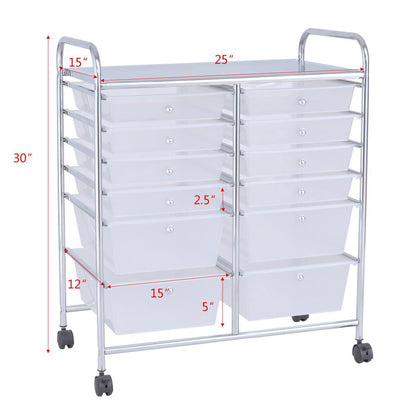 12 Storage Drawer Organizer Bins Rolling Cart, White File Cabinets   at Gallery Canada