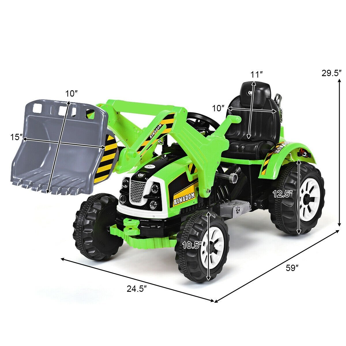 12 V Battery Powered Kids Ride on Dumper Truck, Green Powered Ride On Toys   at Gallery Canada