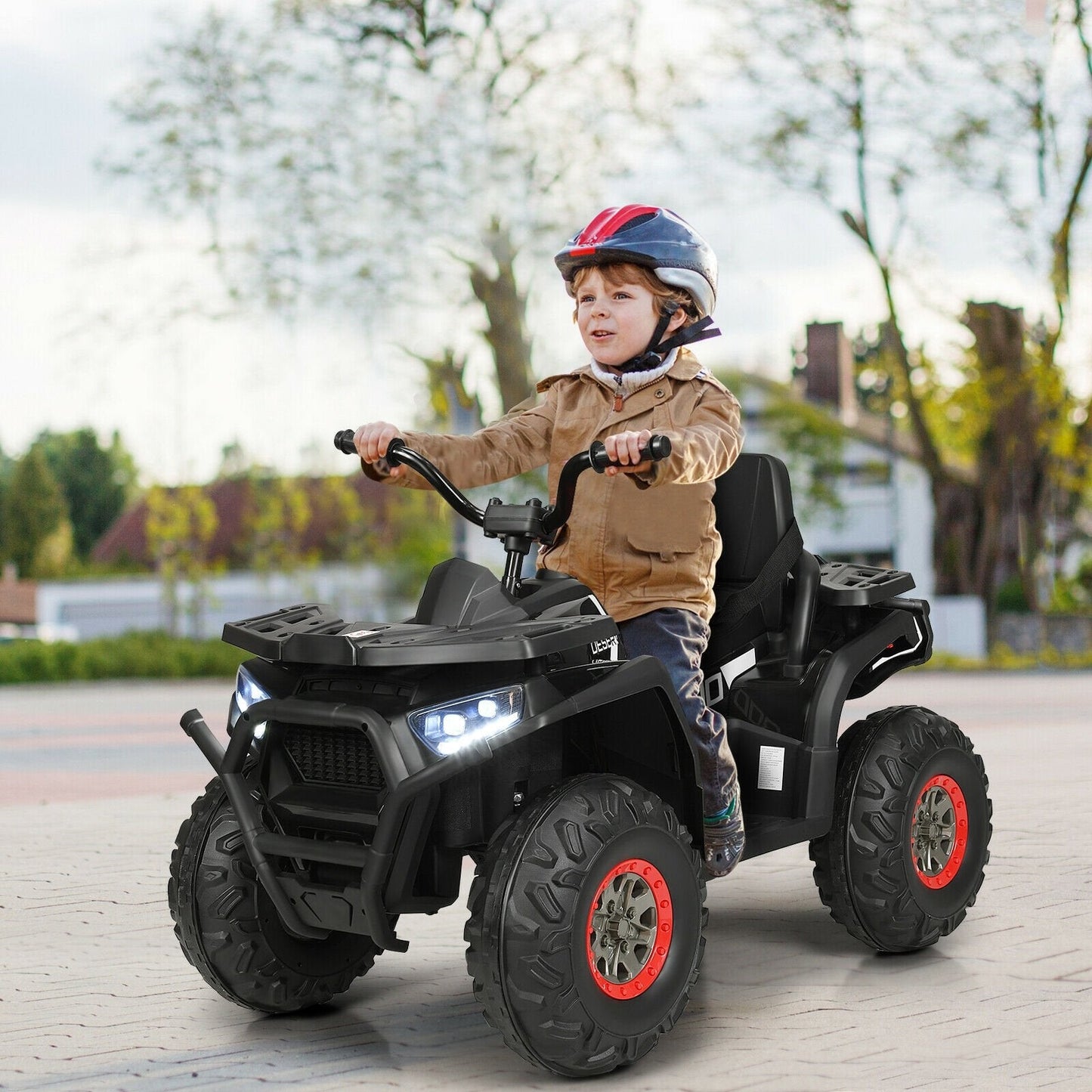 12 V Kids Electric 4-Wheeler ATV Quad with MP3 and LED Lights, Black Powered Ride On Toys   at Gallery Canada