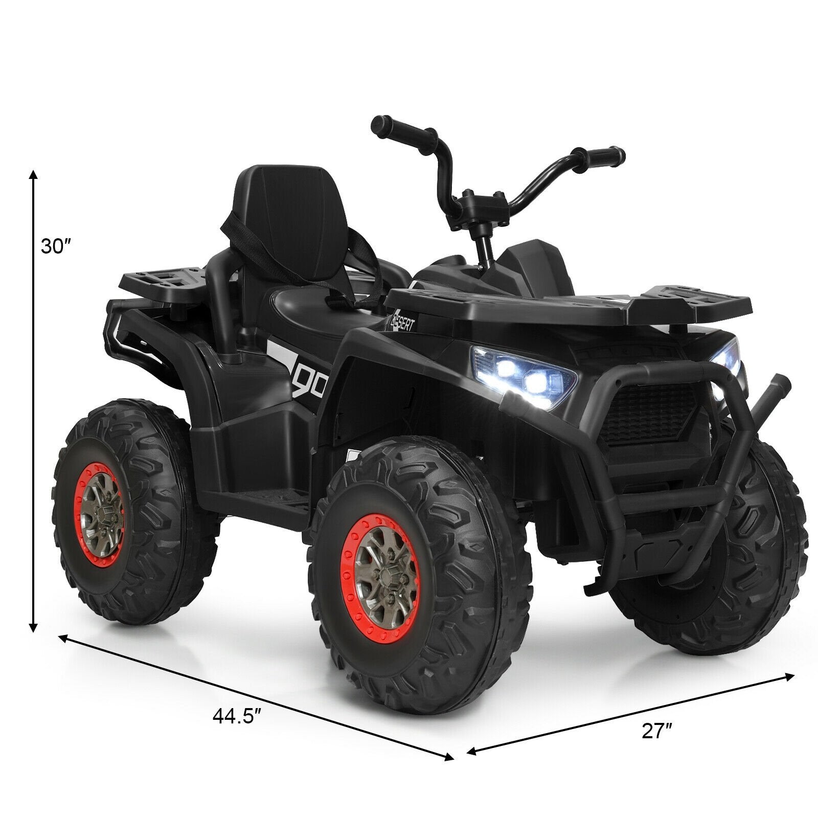 12 V Kids Electric 4-Wheeler ATV Quad with MP3 and LED Lights, Black Powered Ride On Toys   at Gallery Canada