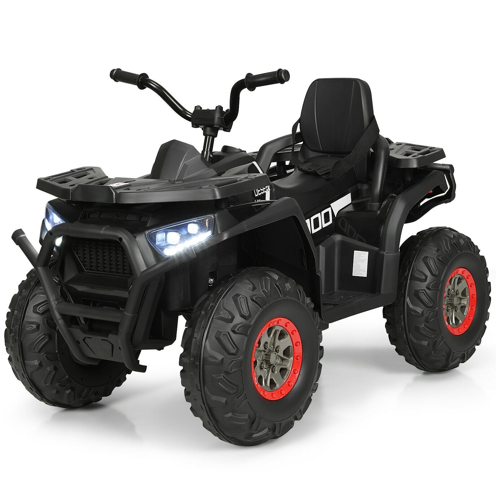 12 V Kids Electric 4-Wheeler ATV Quad with MP3 and LED Lights, Black Powered Ride On Toys   at Gallery Canada