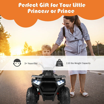 12 V Kids Electric 4-Wheeler ATV Quad with MP3 and LED Lights, Black Powered Ride On Toys   at Gallery Canada