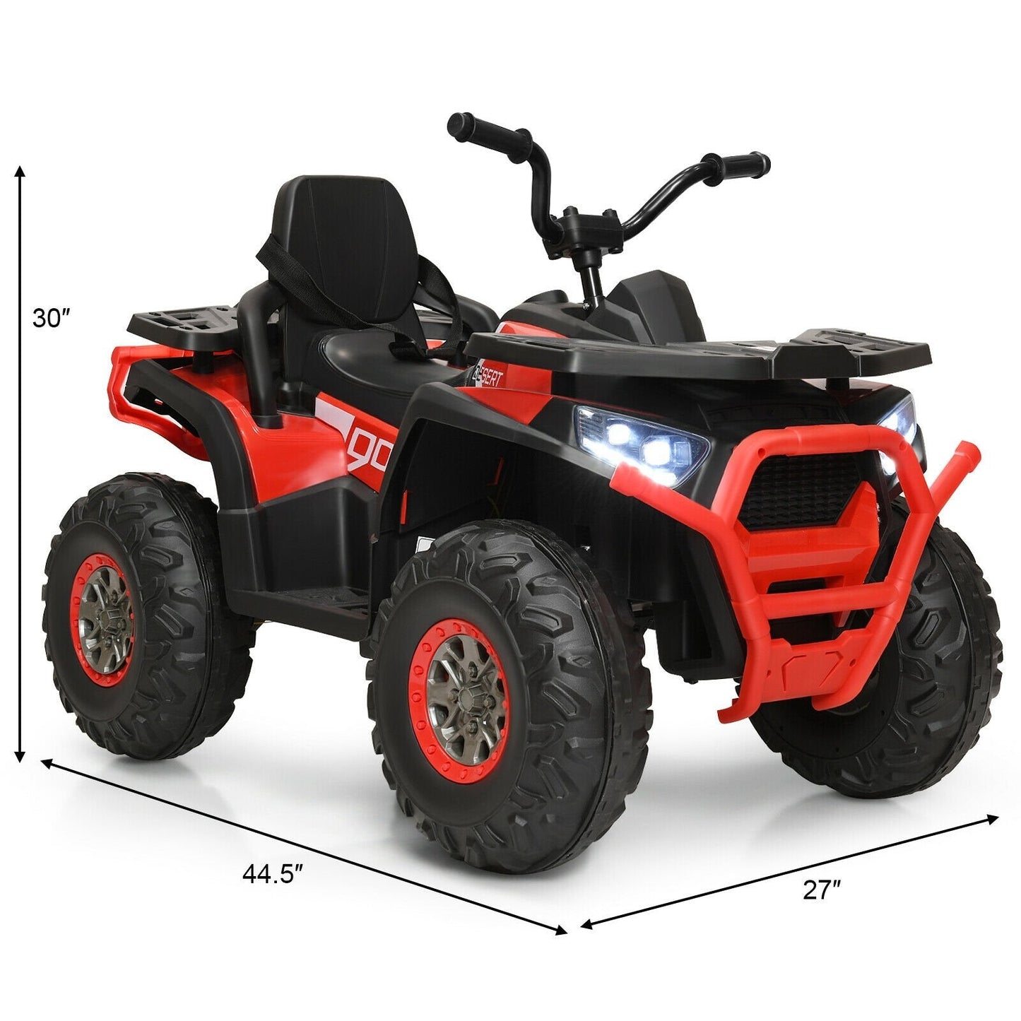 12 V Kids Electric 4-Wheeler ATV Quad with MP3 and LED Lights, Red Powered Ride On Toys   at Gallery Canada