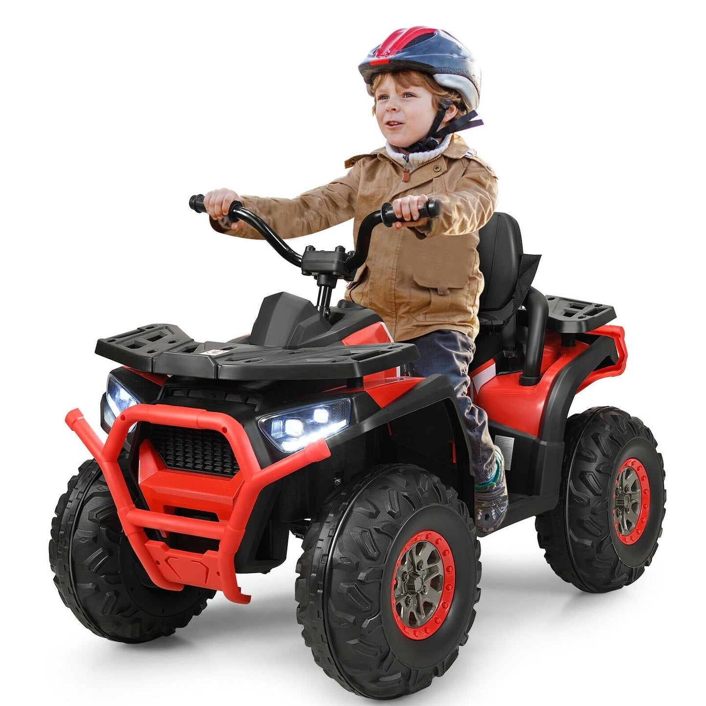 12 V Kids Electric 4-Wheeler ATV Quad with MP3 and LED Lights, Red Powered Ride On Toys   at Gallery Canada