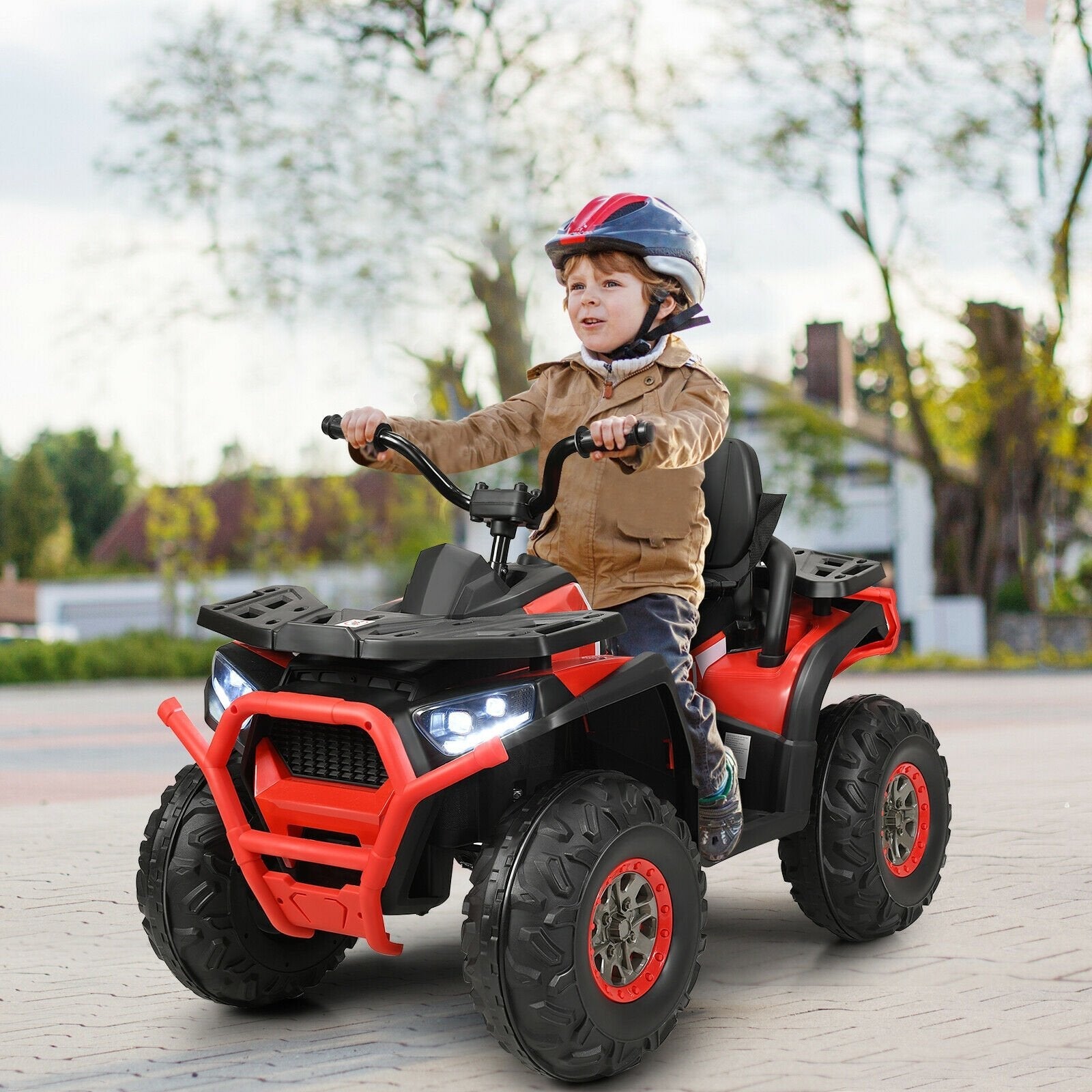 12 V Kids Electric 4-Wheeler ATV Quad with MP3 and LED Lights, Red Powered Ride On Toys   at Gallery Canada