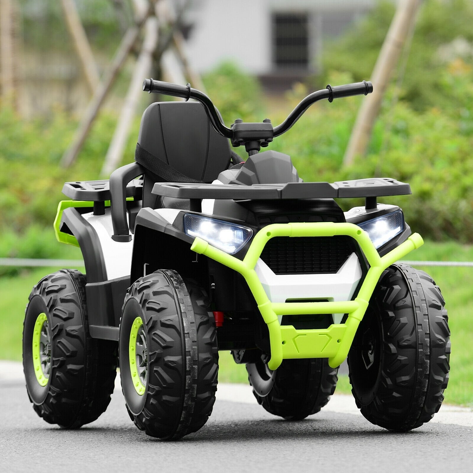 12 V Kids Electric 4-Wheeler ATV Quad with MP3 and LED Lights, White Powered Ride On Toys   at Gallery Canada