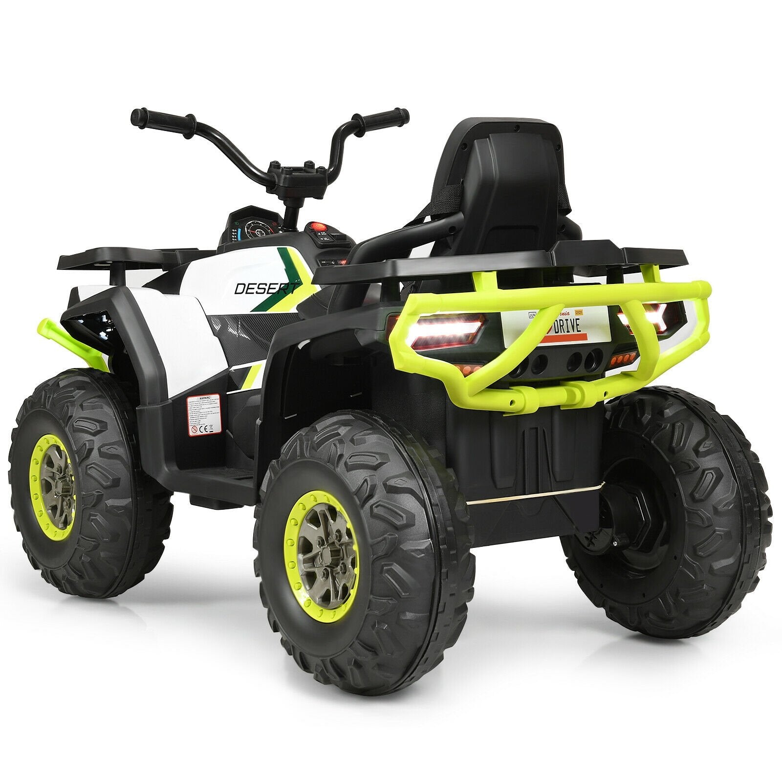 12 V Kids Electric 4-Wheeler ATV Quad with MP3 and LED Lights, White Powered Ride On Toys   at Gallery Canada