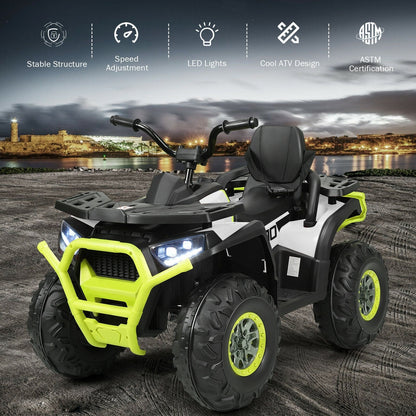 12 V Kids Electric 4-Wheeler ATV Quad with MP3 and LED Lights, White Powered Ride On Toys   at Gallery Canada